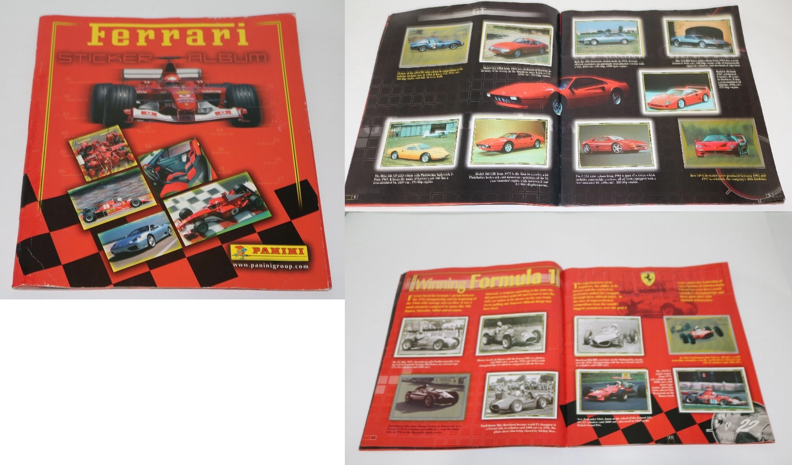 Άλμπουμ Ferrari της Panini (Ξενόγλωσσο) – Λείπουν 14 Χαρτάκια, με σαλόνι στη μέση